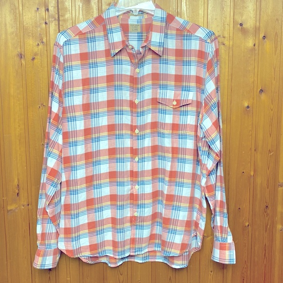 Lucky Brand 100% Cotton Plaid California Fit Long Sleeve Button Down Shirt XL ! - Picture 1 of 8